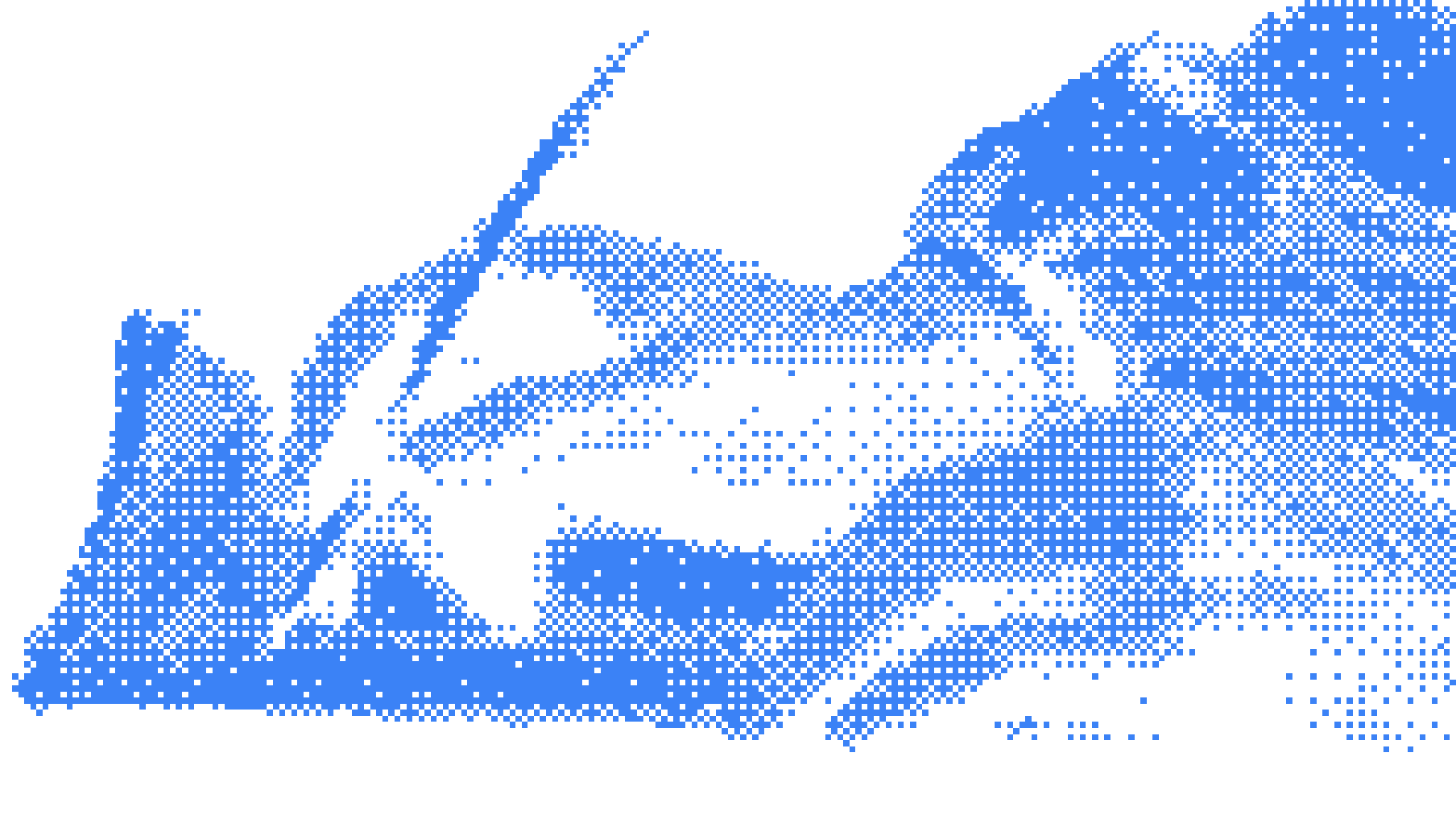 Una mano che scrive con una penna, rielaborata a dithering