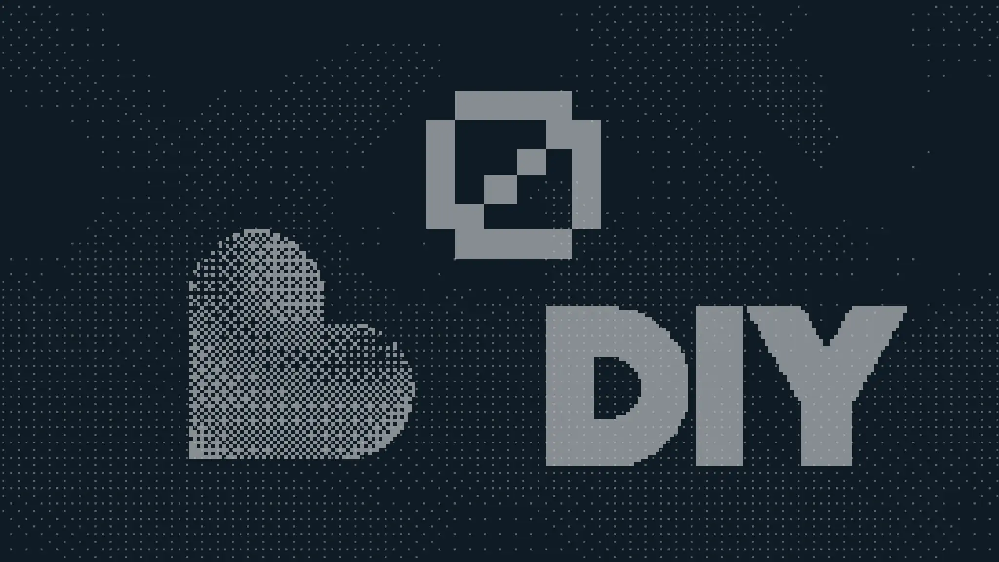 Un cuore e il logo di Lovable a dithering accanto alla scritta DIY