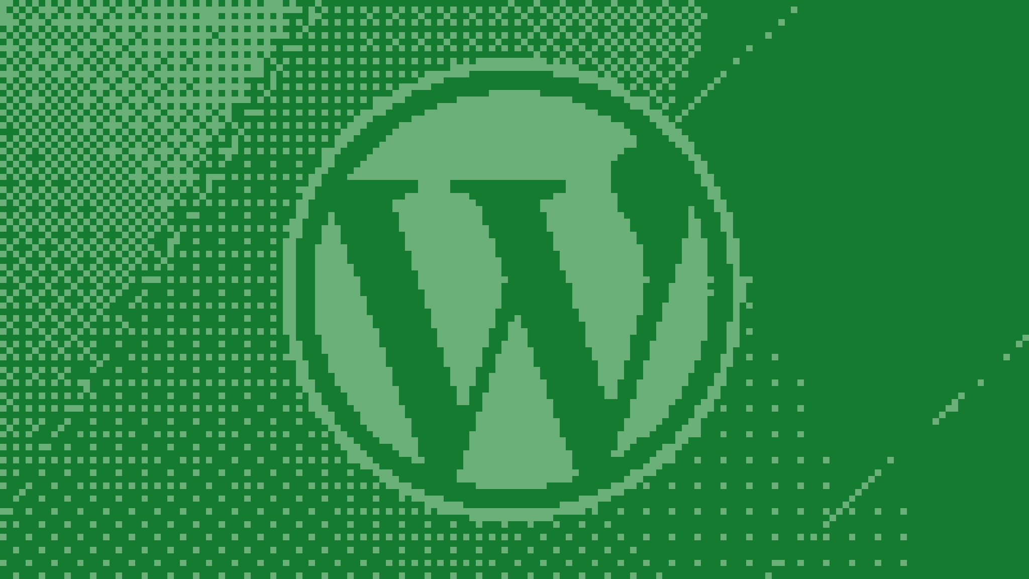 Il logo di WordPress a dithering su fondo verde